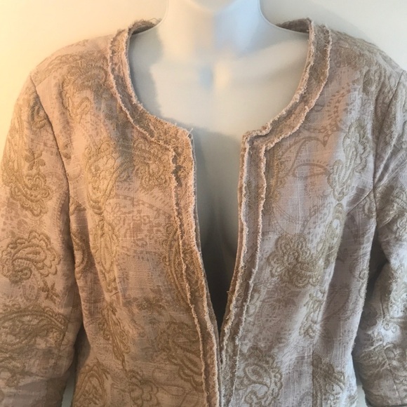 Coldwater Creek Taupe Linen Blend Blazer Size 12 - Picture 5 of 15